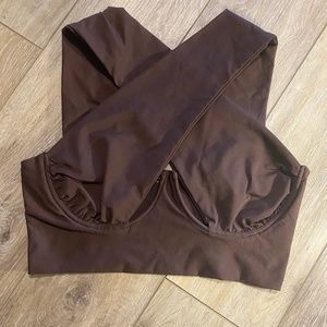Brown Criss Cross Crop Top